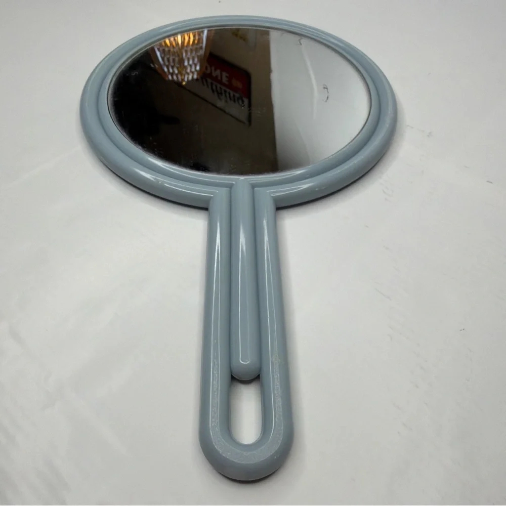 Vintage Round Powder Blue Handheld Mirror